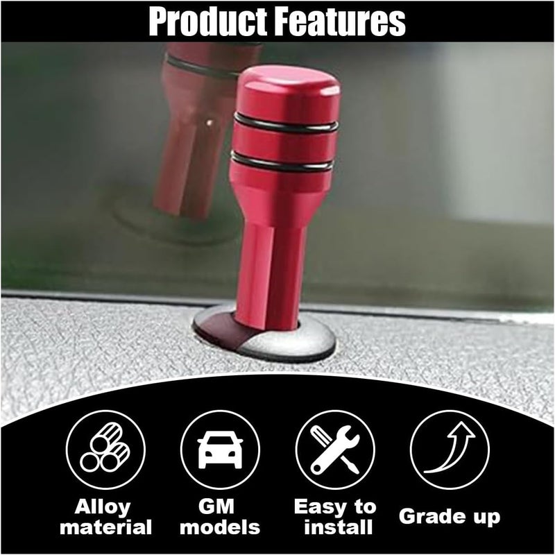 GLSOWEE 4PCS Car Door Lock Knobs, 1.96×0.47 Inch Door Lift Bolt Auto Inner Door Pull Pins, Aluminum Alloy Door Lock Cover Decor, Universal Car Accessories for Most Cars, Trucks (Red) - Image 3